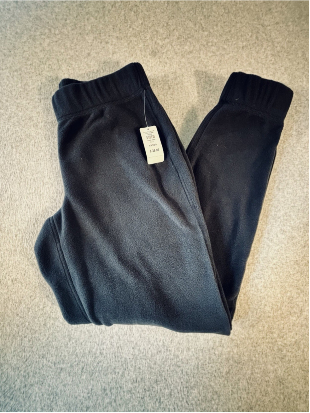 L.L.Bean Womens XS Reg Black Fleece Base Layer Pants Joggers NWT 507382
